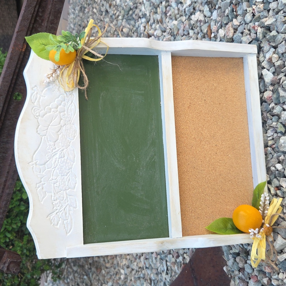 Lemon Themed Home Organizing Board 🍋 Distressed White Chalk Painted Wall Art